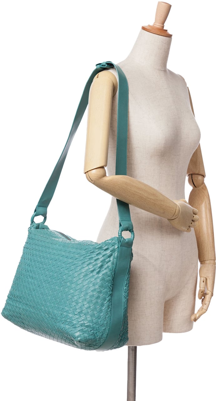 Bottega Veneta Nappa Intrecciato Crossbody Blauw