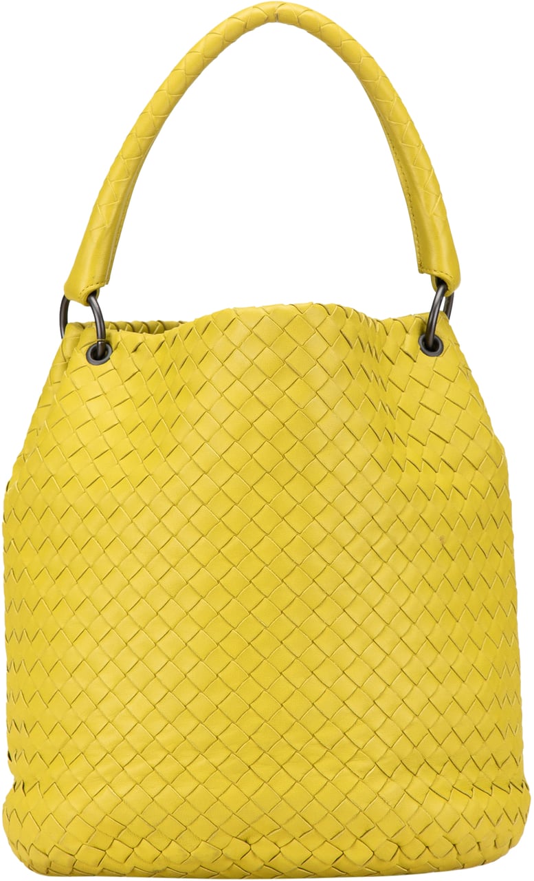 Bottega Veneta Nappa Intrecciato Bucket Bag Geel