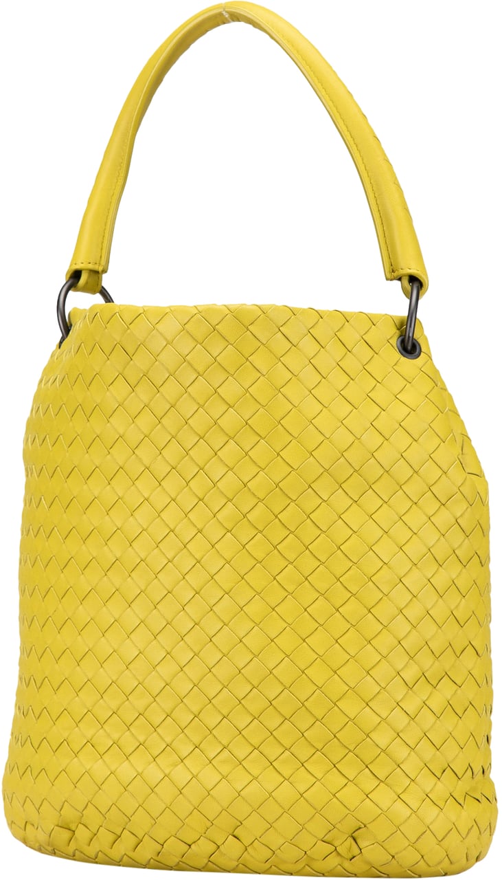 Bottega Veneta Nappa Intrecciato Bucket Bag Geel
