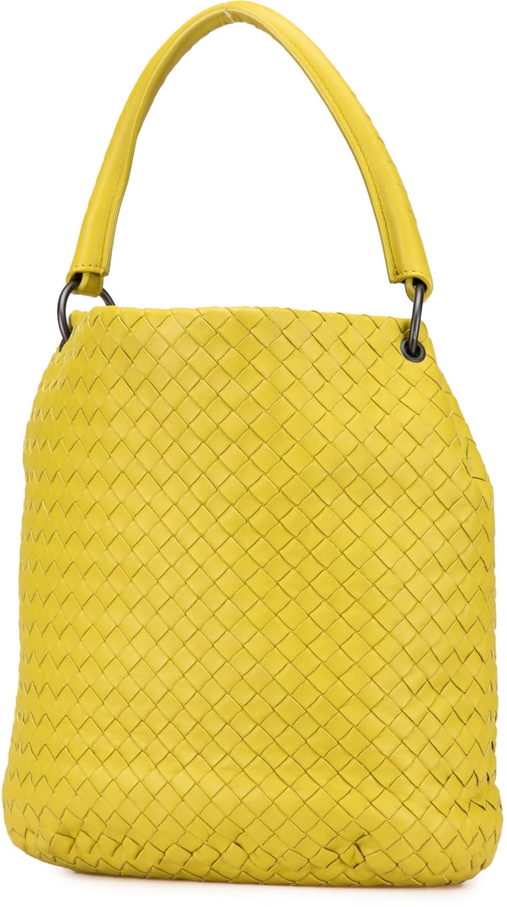 Bottega Veneta Nappa Intrecciato Bucket Bag Geel