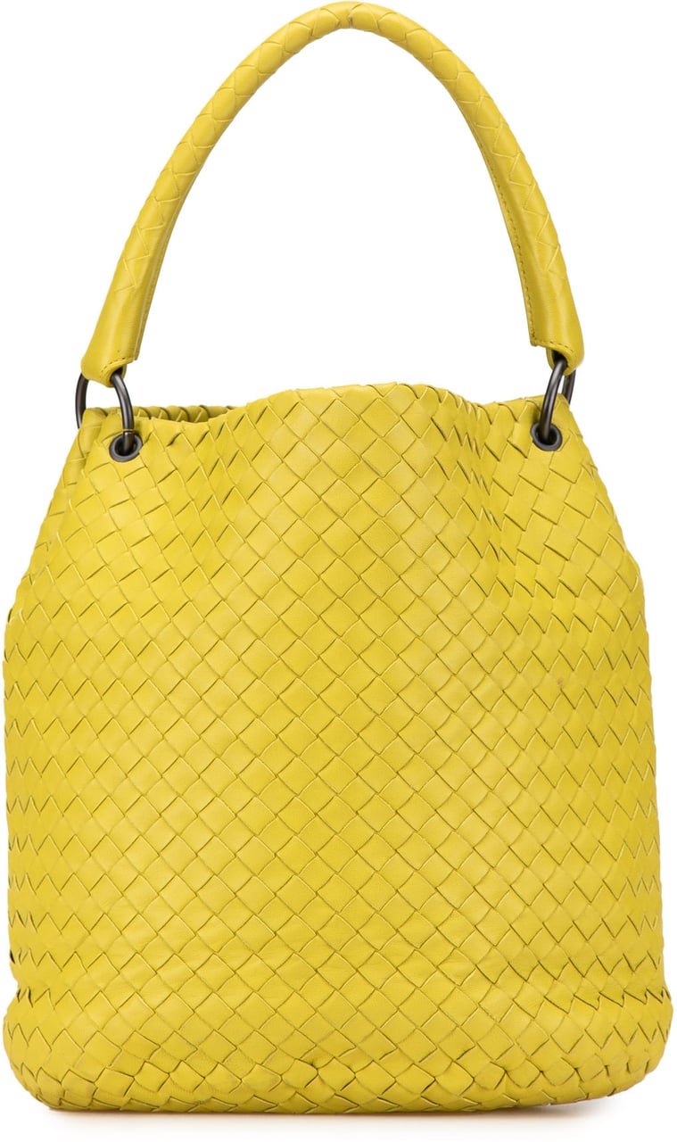 Bottega Veneta Nappa Intrecciato Bucket Bag Geel