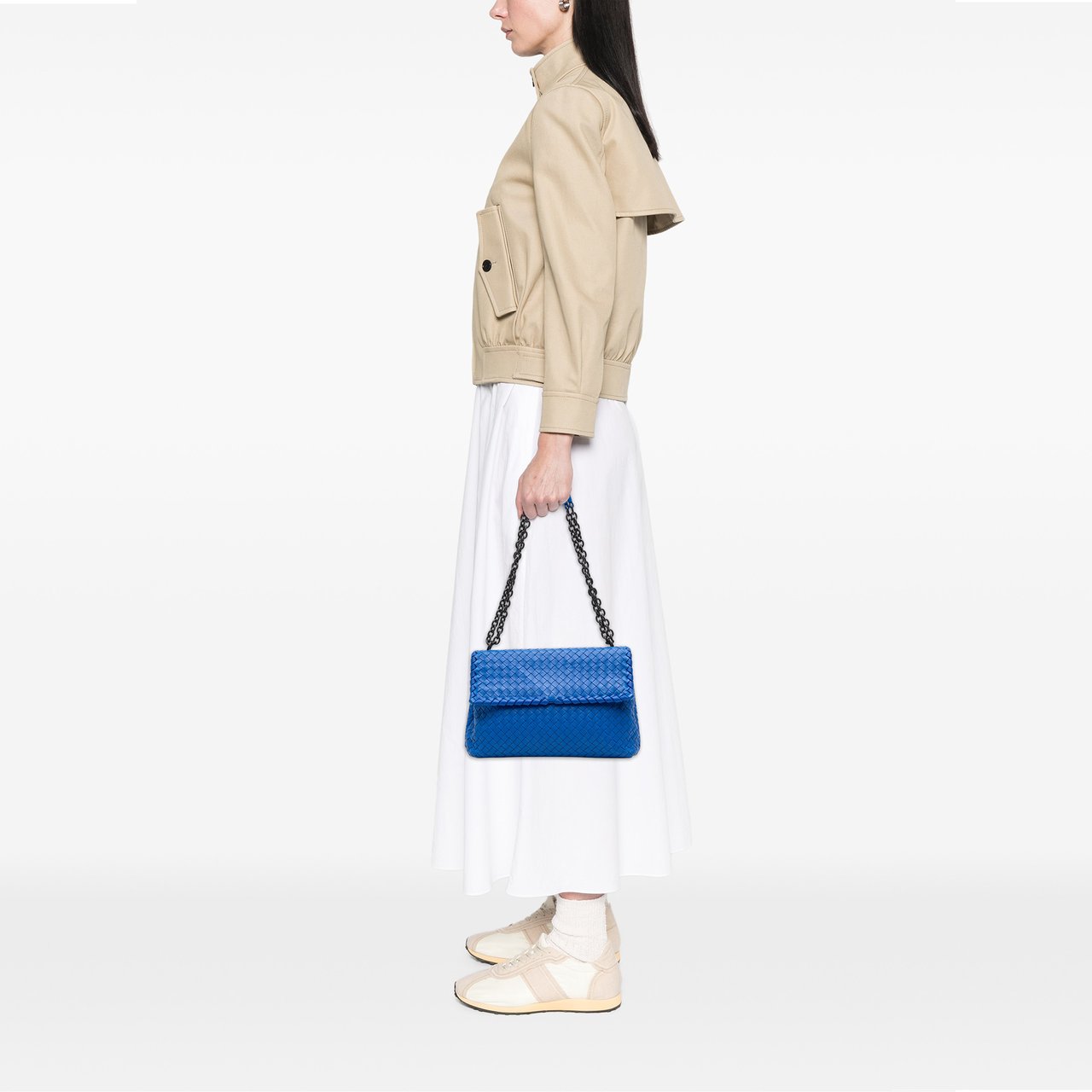 Bottega Veneta Medium Nappa Intrecciato Olimpia Crossbody Blauw
