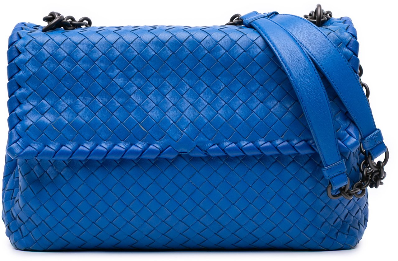 Bottega Veneta Medium Nappa Intrecciato Olimpia Crossbody Blauw