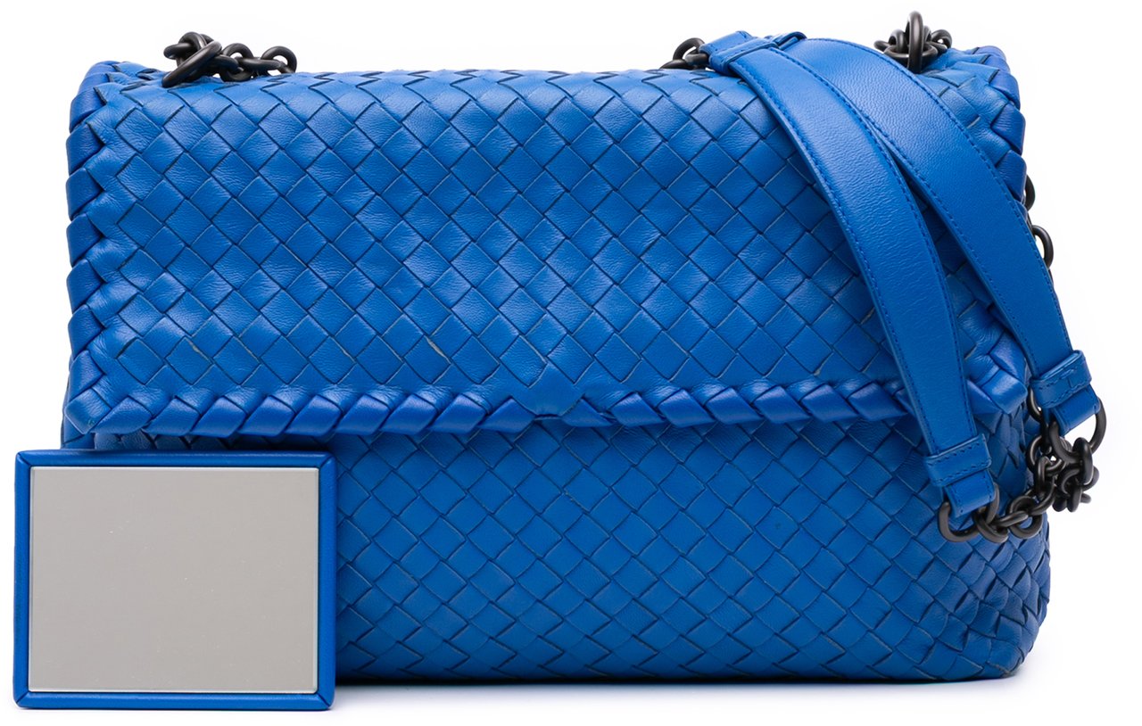 Bottega Veneta Medium Nappa Intrecciato Olimpia Crossbody Blauw