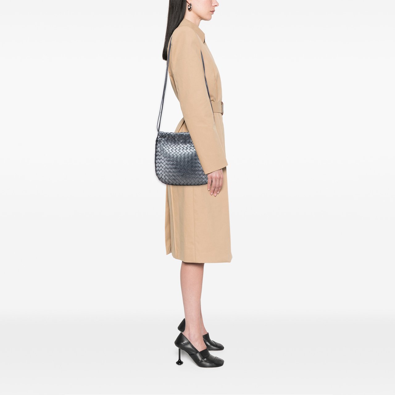 Bottega Veneta Nappa Intrecciato Crossbody Zilver