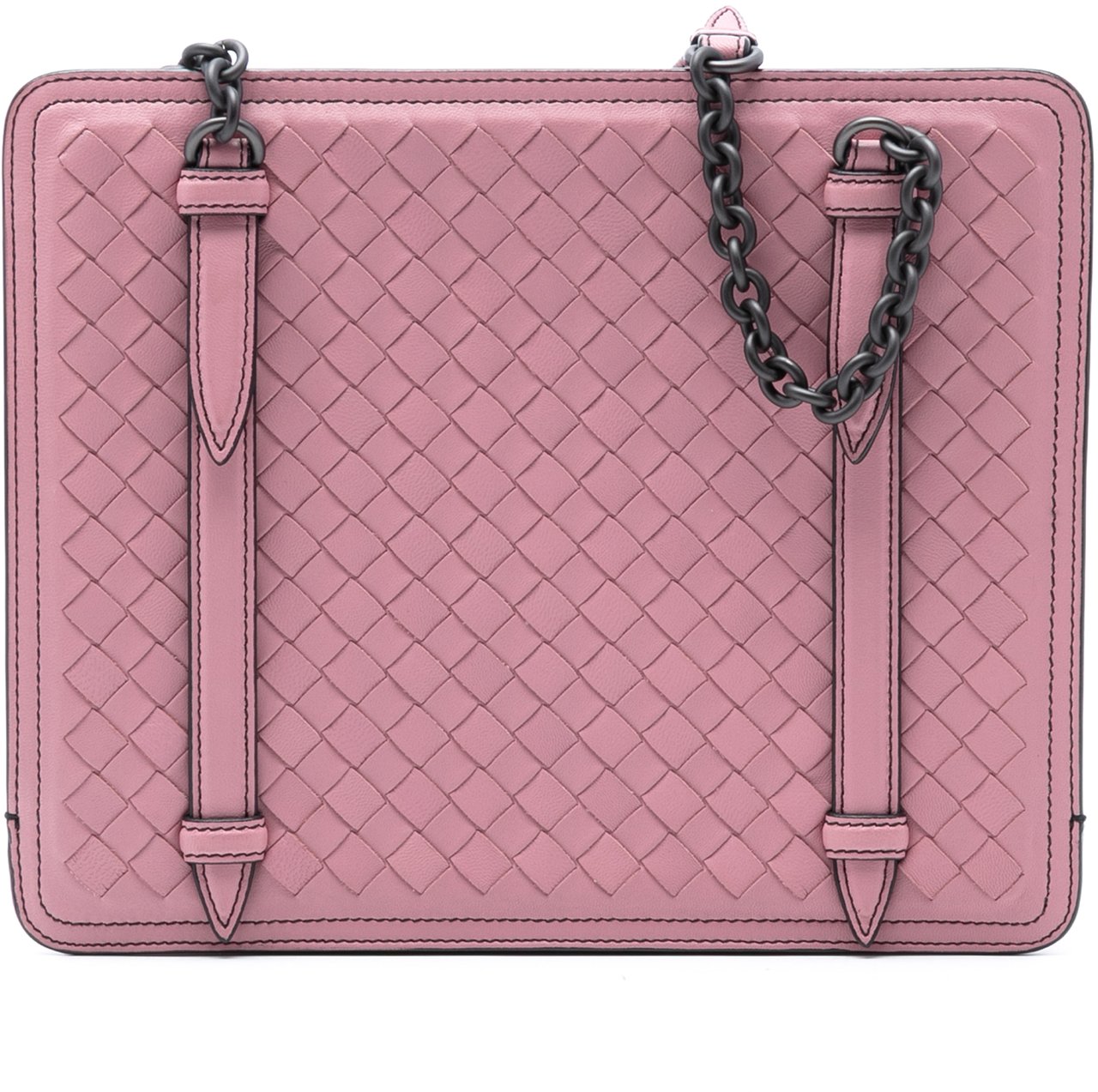 Bottega Veneta Nappa Intrecciato Chain Shoulder Bag Roze