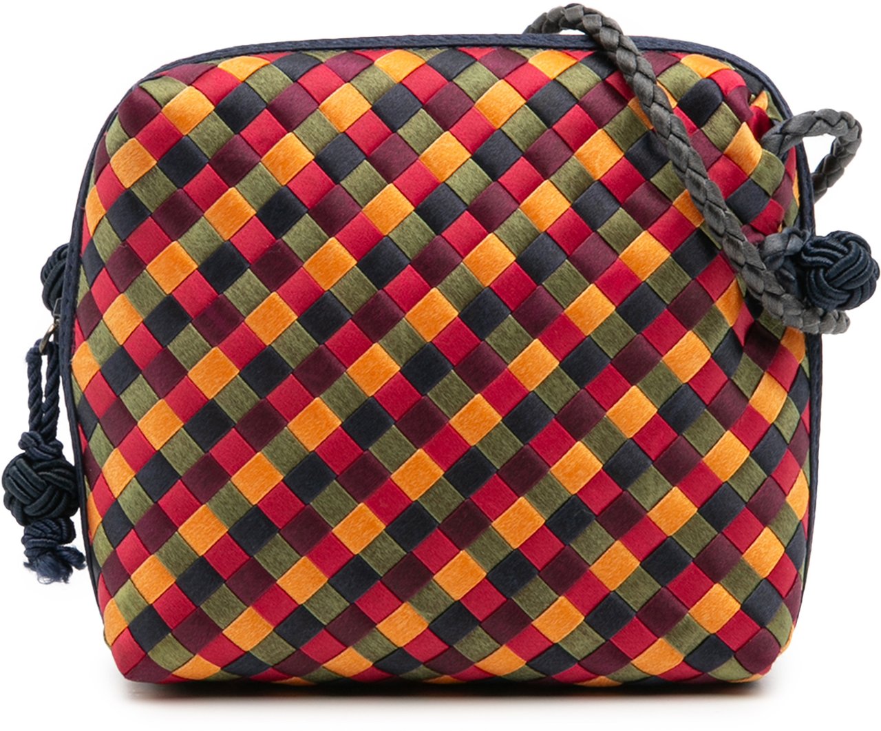Bottega Veneta Mini Satin Intrecciato Multicolor Nodini Crossbody Rood