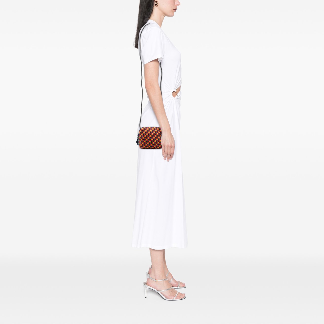 Bottega Veneta Mini Satin Intrecciato Multicolor Nodini Crossbody Rood