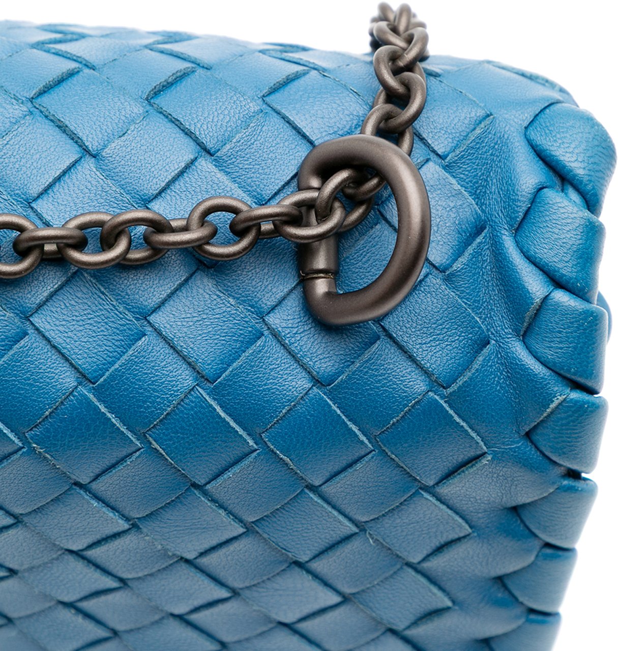Bottega Veneta Baby Nappa Intrecciato Olimpia Crossbody Blauw