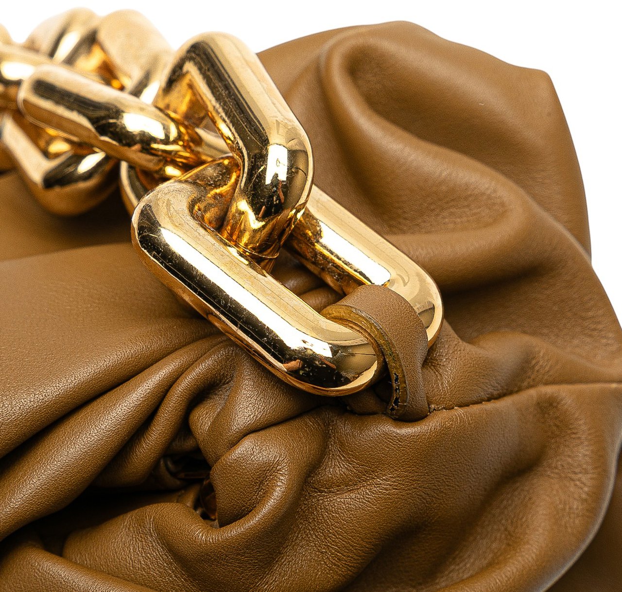 Bottega Veneta Lambskin Chain Pouch Bruin