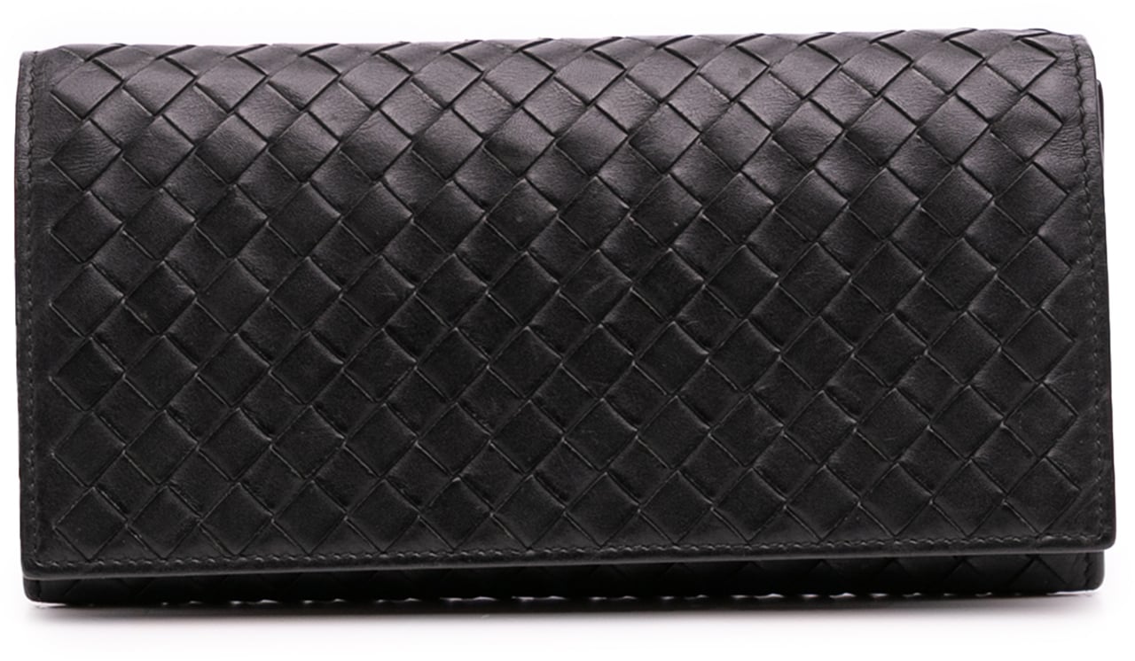 Bottega Veneta Nappa Intrecciato Long Wallet Zwart