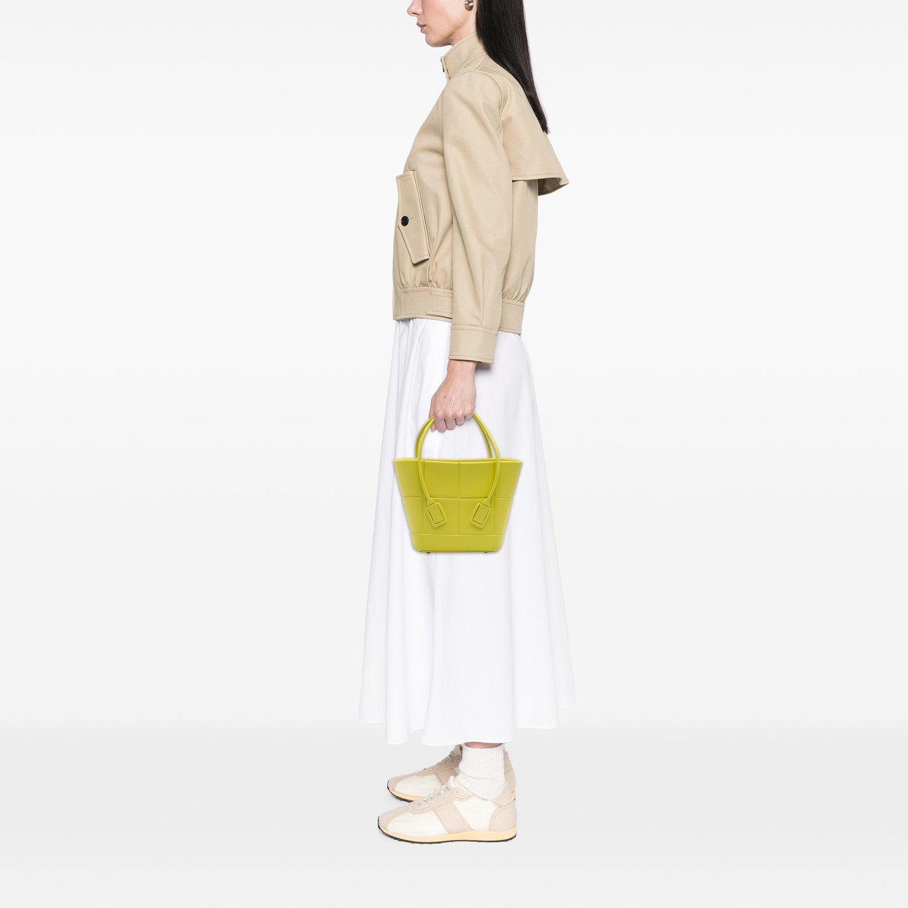 Bottega Veneta Mini Rubber Arco Shopping Bag Groen