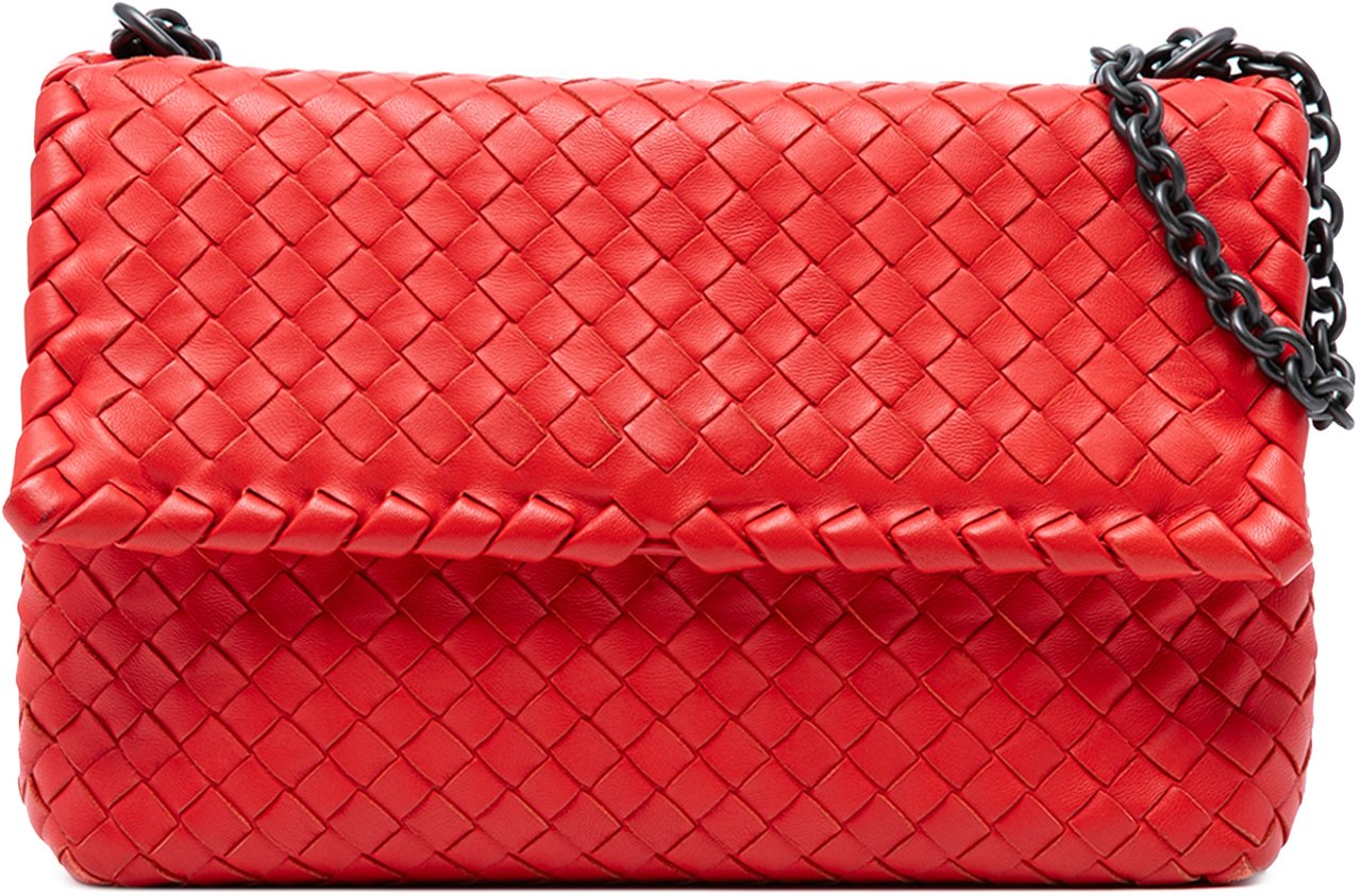 Bottega Veneta Small Nappa Intrecciato Olimpia Shoulder Bag Rood