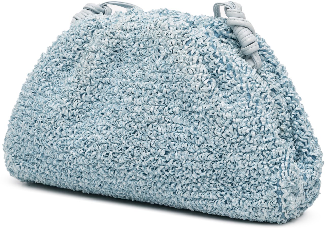 Bottega Veneta Boucle Curly Raffia The Mini Pouch Crossbody Blauw