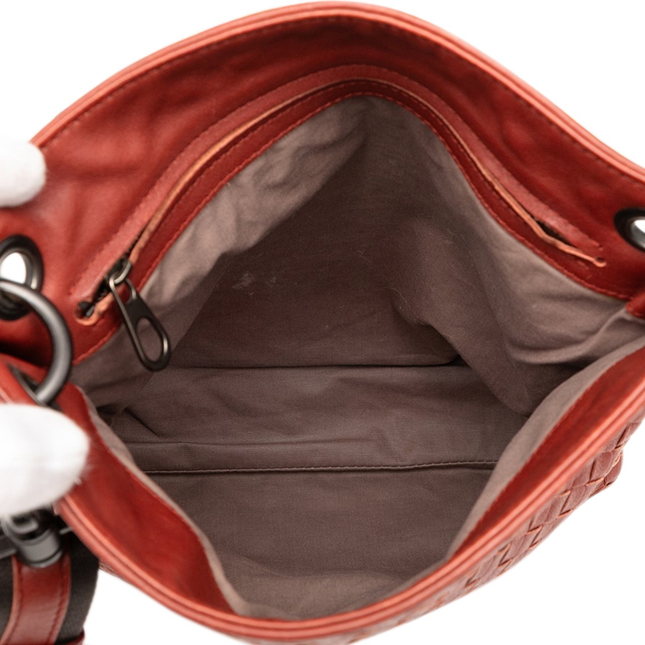 Bottega Veneta Leather Intrecciato Crossbody Bruin