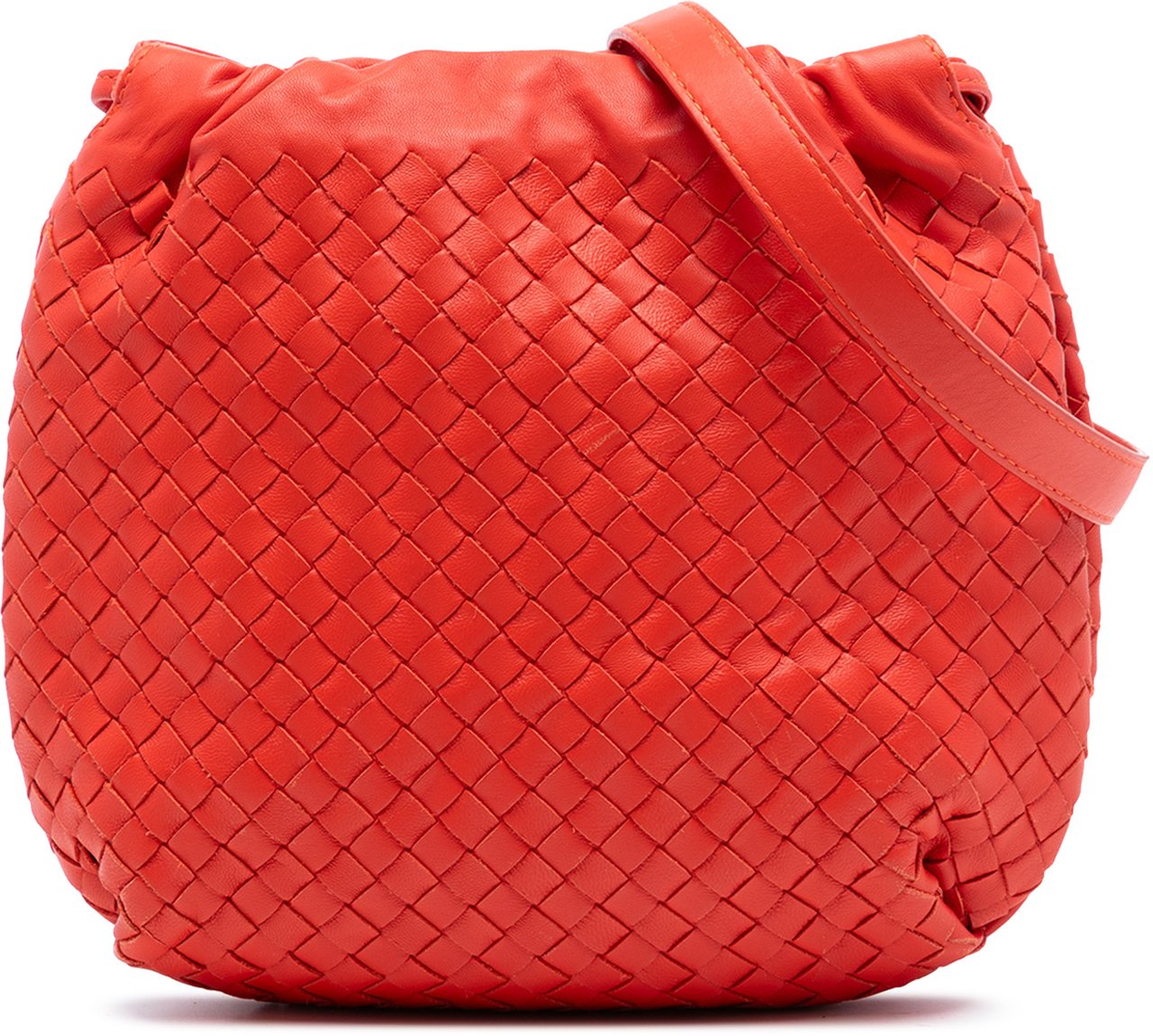 Bottega Veneta Nappa Intrecciato Drawstring Crossbody Oranje