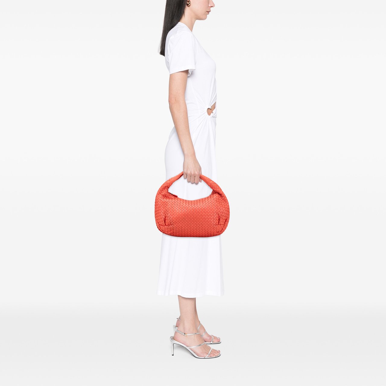 Bottega Veneta Medium Nappa Intrecciato Belly Hobo Oranje