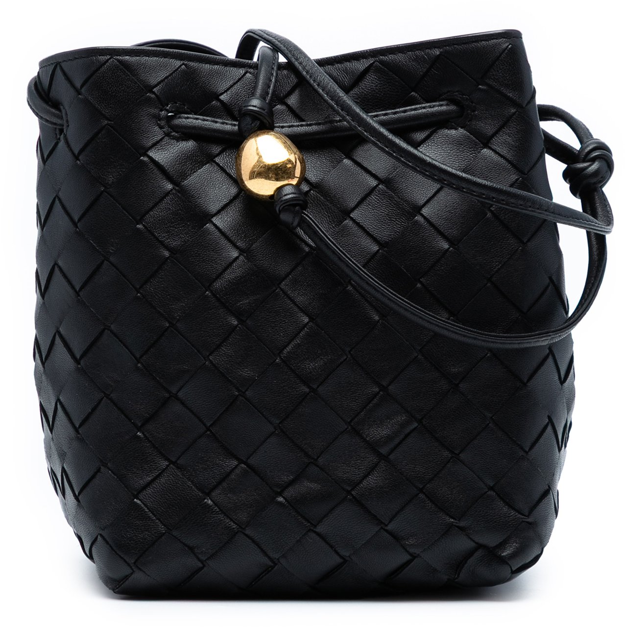 Bottega Veneta Small Nappa Intrecciato Bucket Bag Zwart