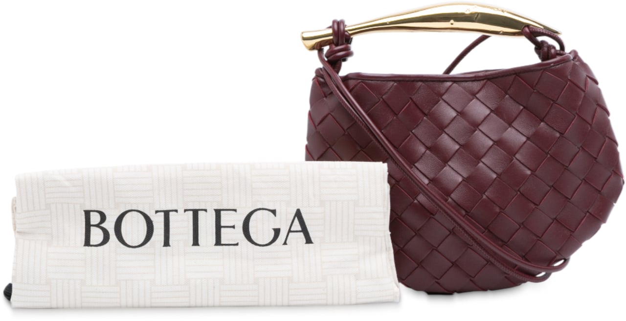 Bottega Veneta Baby Lambskin Intrecciato Sardine Satchel Rood