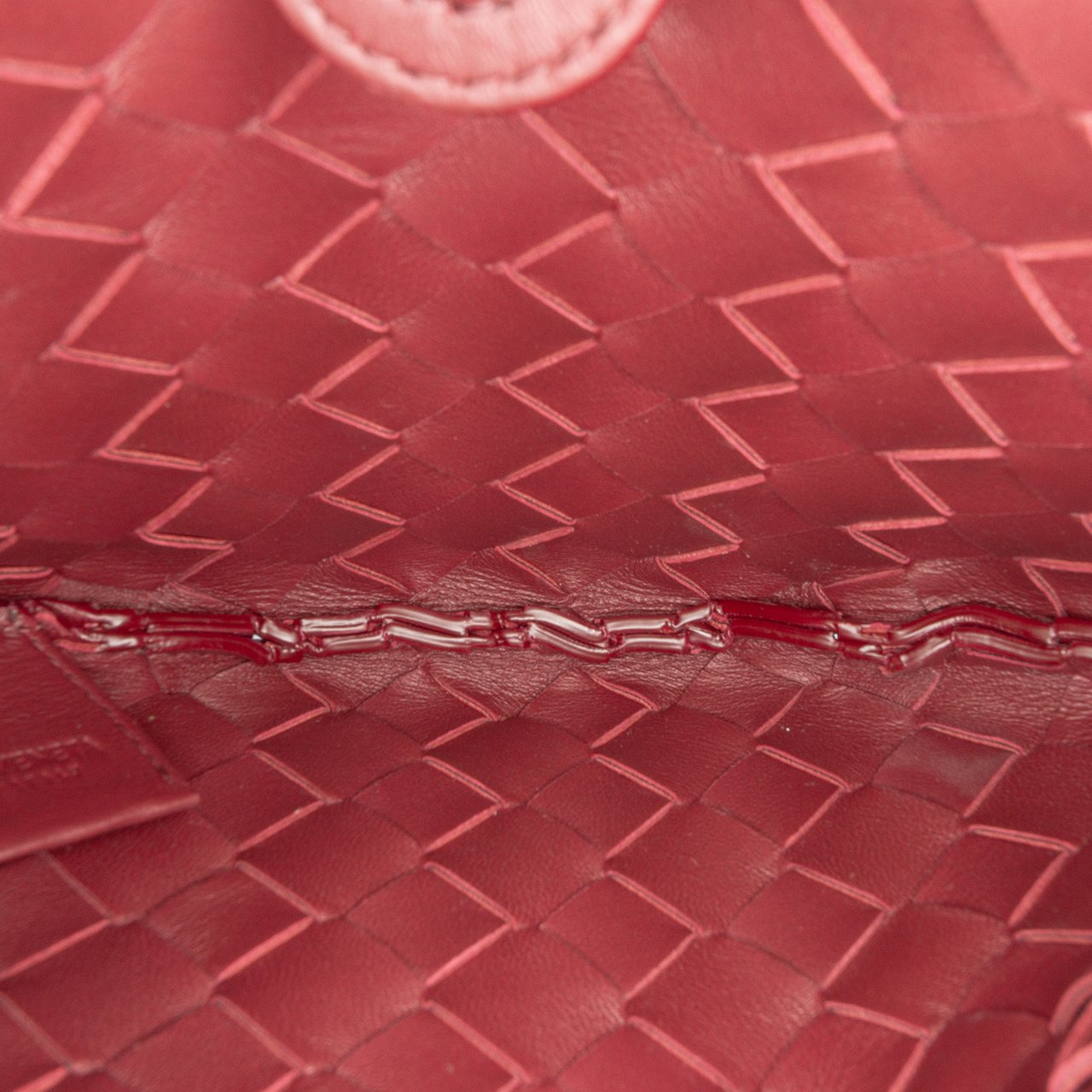 Bottega Veneta Baby Lambskin Intrecciato Sardine Satchel Rood