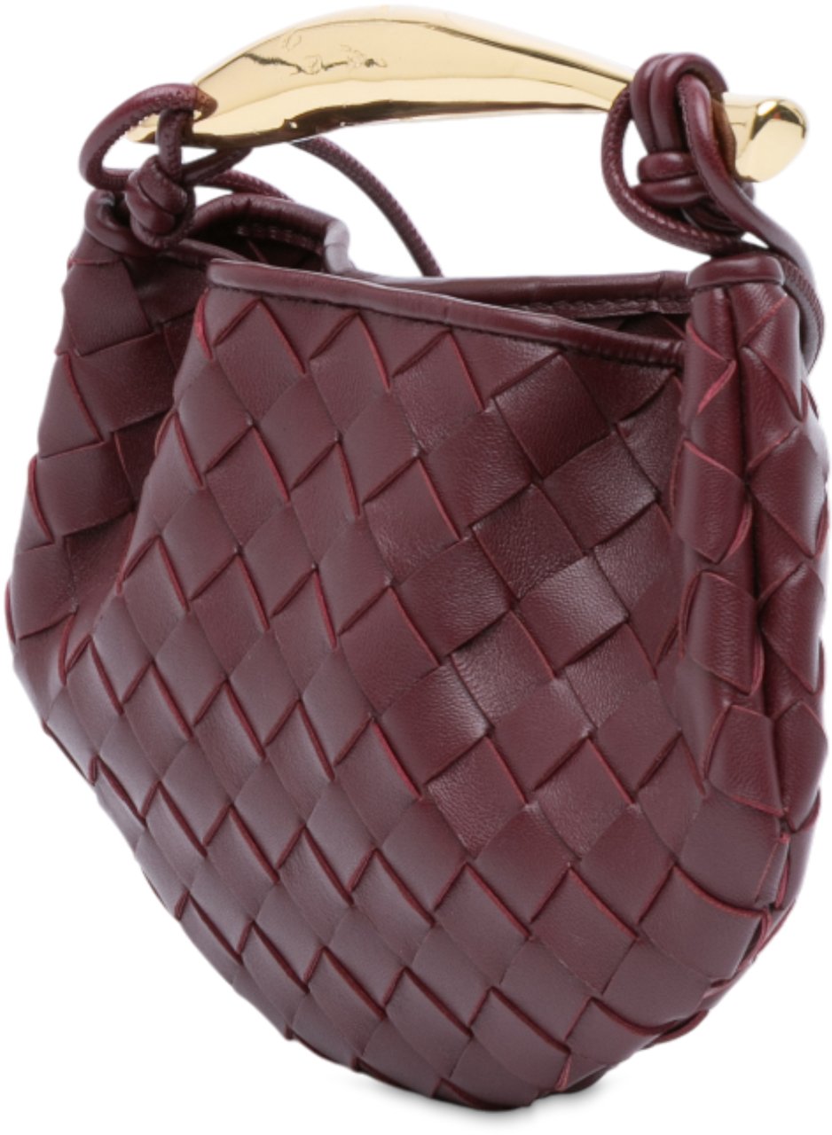 Bottega Veneta Baby Lambskin Intrecciato Sardine Satchel Rood