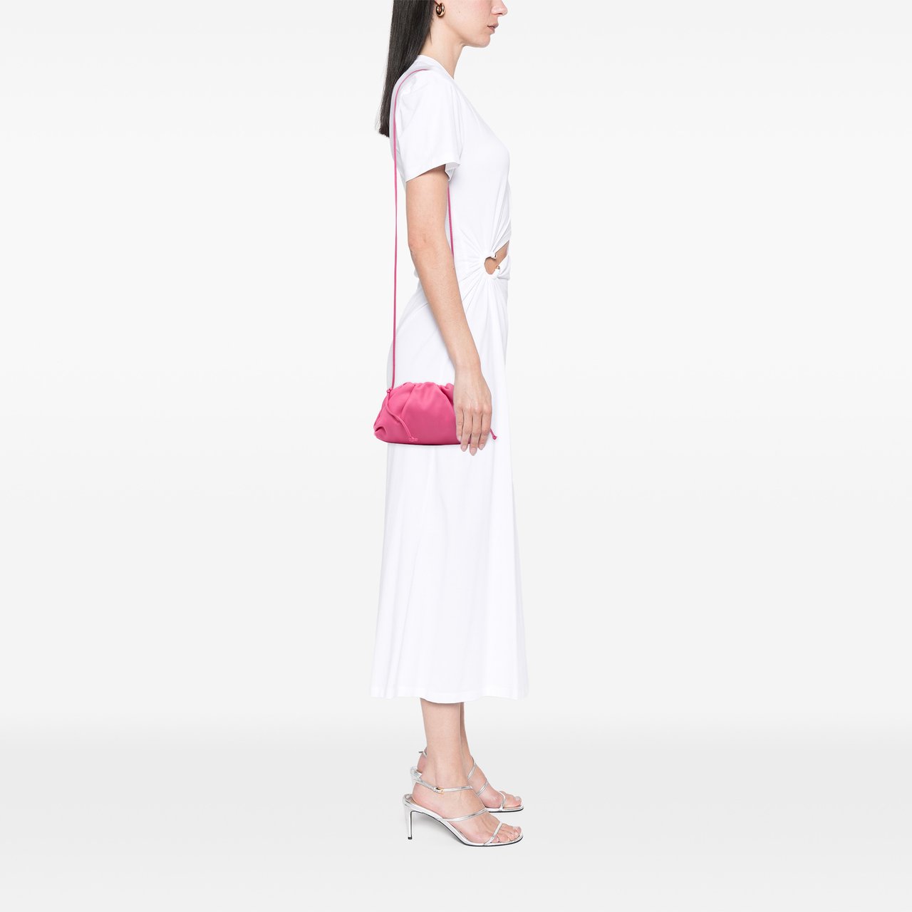 Bottega Veneta Lambskin The Mini Pouch Crossbody Roze