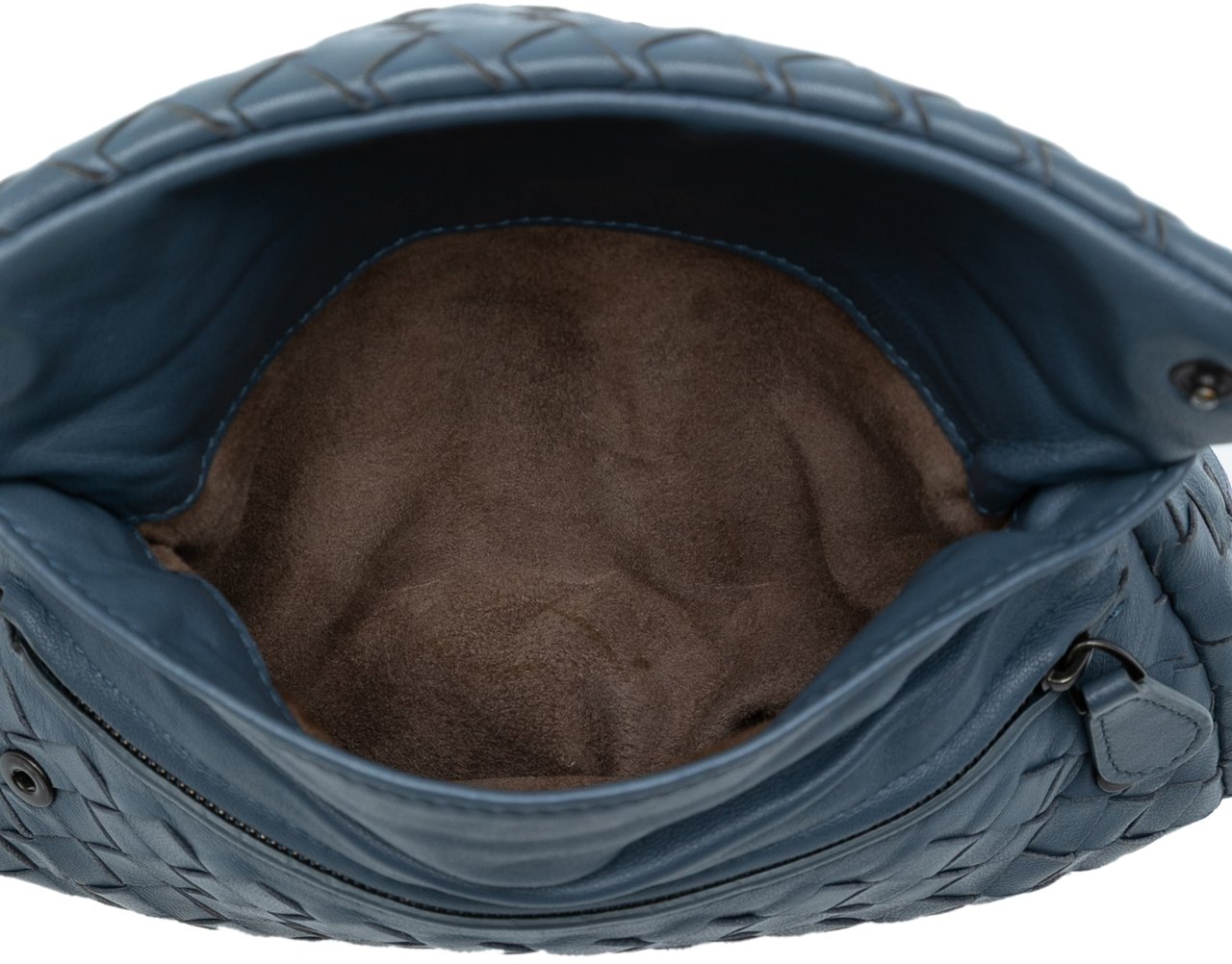 Bottega Veneta Mini Nappa Intrecciato Expandable Chain Crossbody Blauw