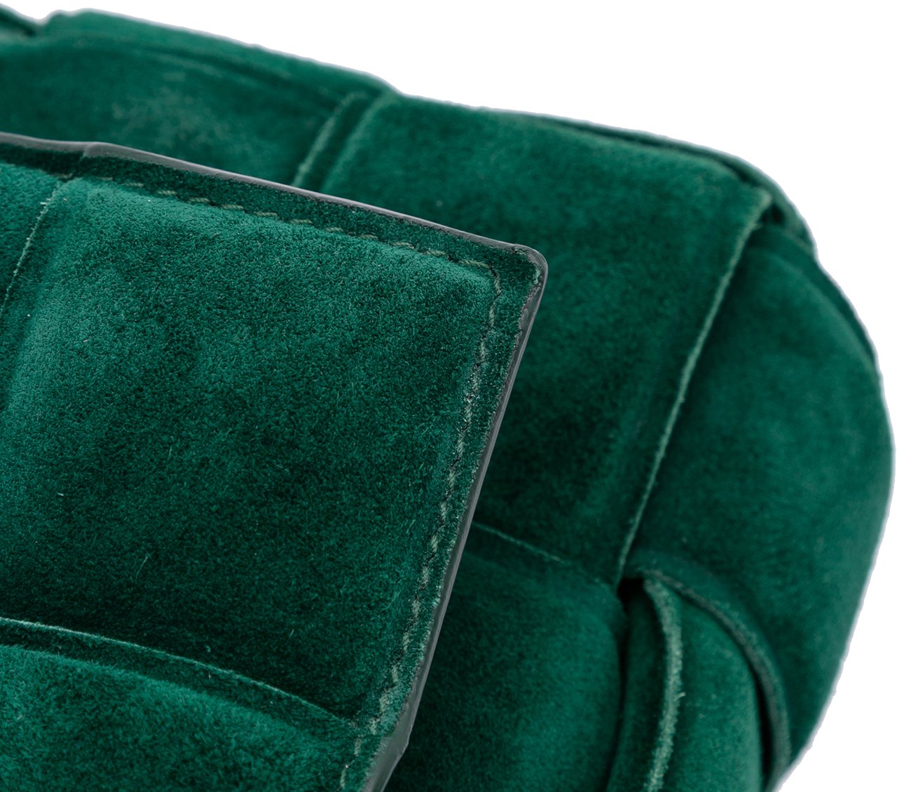 Bottega Veneta Suede Intrecciato Padded Chain Cassette Satchel Groen