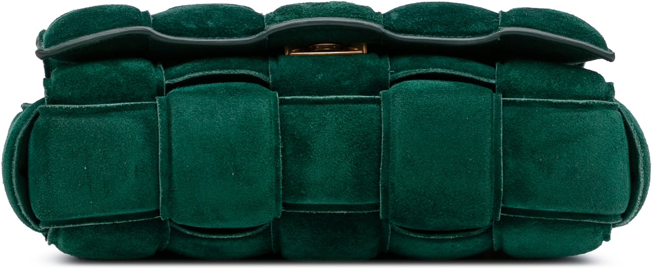 Bottega Veneta Suede Intrecciato Padded Chain Cassette Satchel Groen