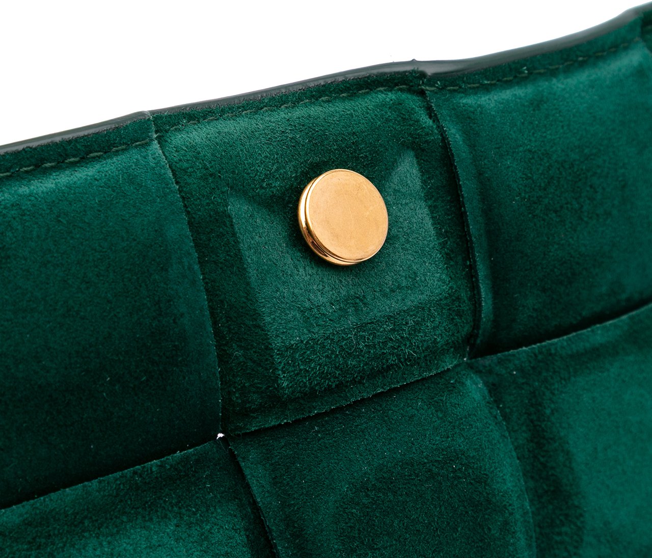 Bottega Veneta Suede Intrecciato Padded Chain Cassette Satchel Groen