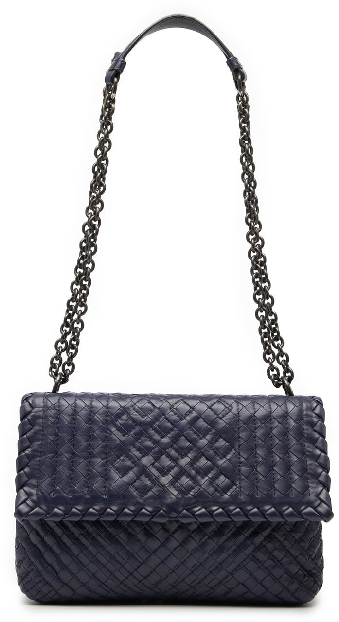 Bottega Veneta Small Nappa Intrecciato Stitched Olimpia Shoulder Bag Blauw