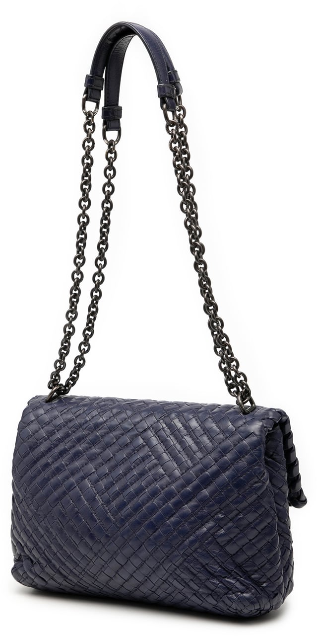 Bottega Veneta Small Nappa Intrecciato Stitched Olimpia Shoulder Bag Blauw