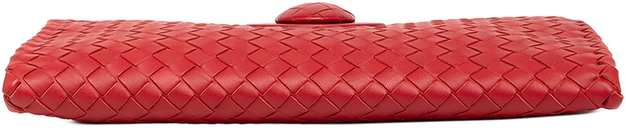 Bottega Veneta Nappa Intrecciato Turn Lock Clutch Rood