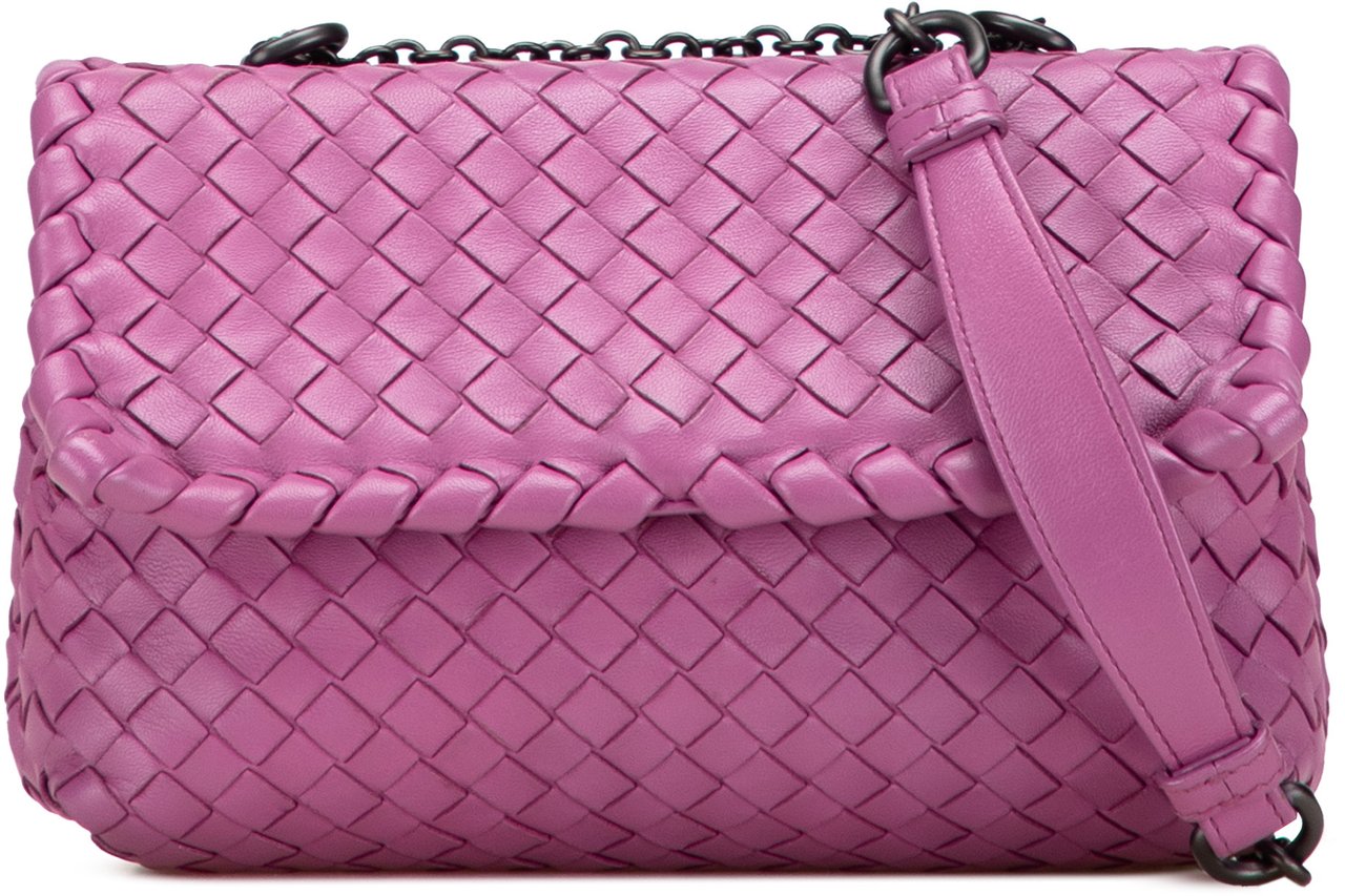 Bottega Veneta Baby Nappa Intrecciato Olimpia Crossbody Roze