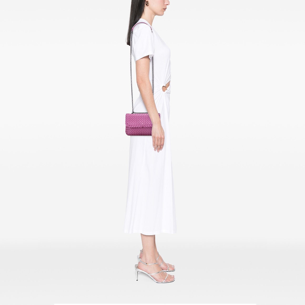 Bottega Veneta Baby Nappa Intrecciato Olimpia Crossbody Roze