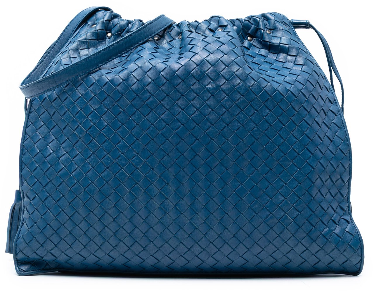 Bottega Veneta Nappa Intrecciato Drawstring Shoulder Bag Blauw