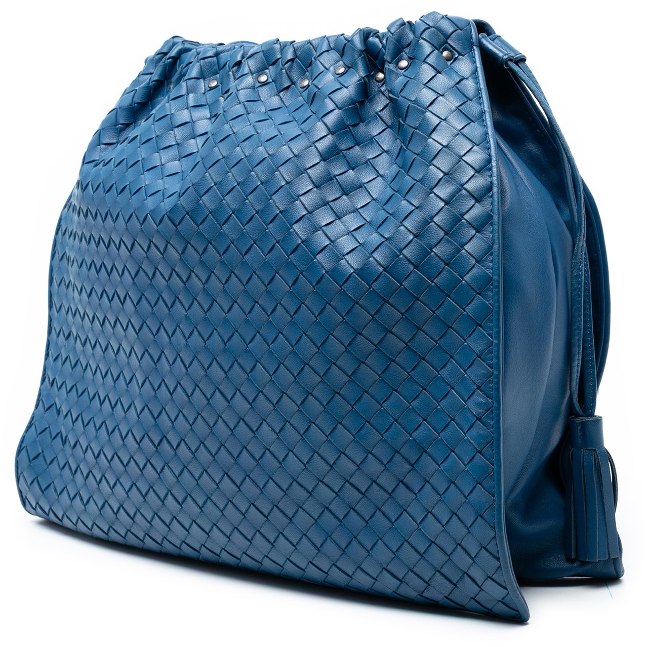 Bottega Veneta Nappa Intrecciato Drawstring Shoulder Bag Blauw