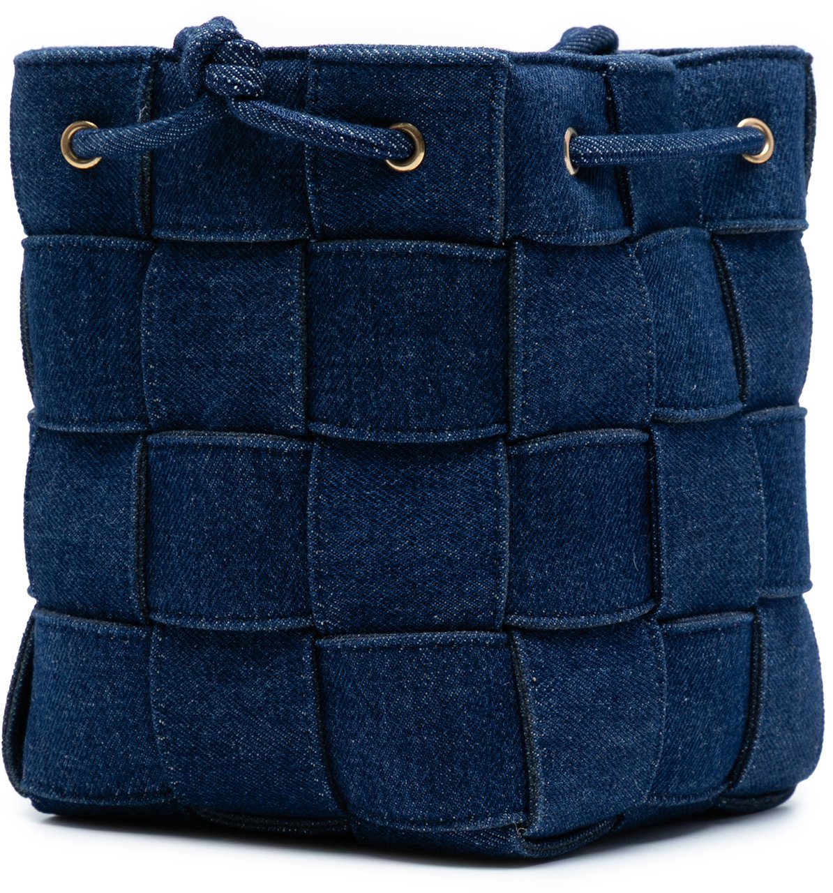 Bottega Veneta Small Denim Maxi Intrecciato Cassette Bucket Bag Blauw