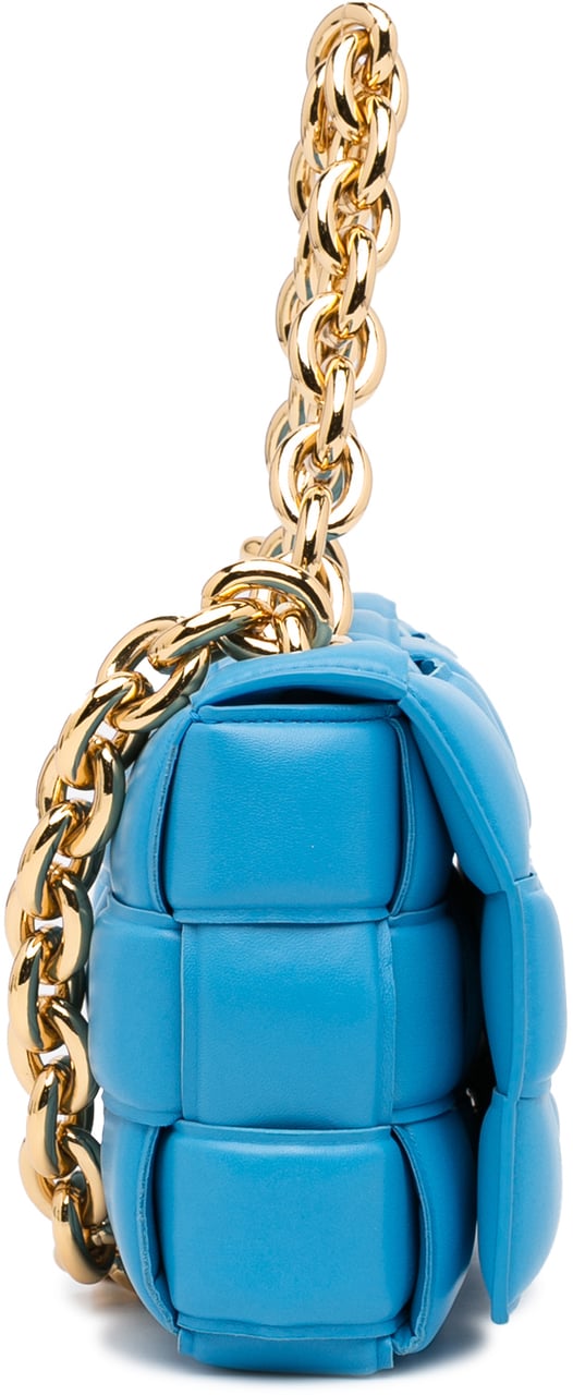 Bottega Veneta Nappa Intrecciato Padded Chain Cassette Satchel Blauw