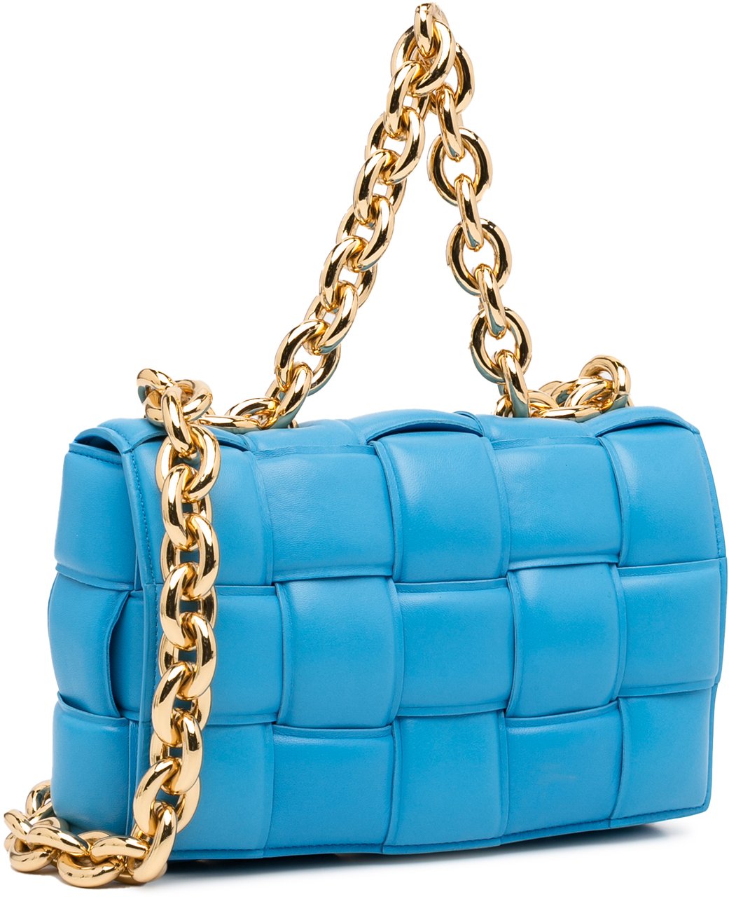 Bottega Veneta Nappa Intrecciato Padded Chain Cassette Satchel Blauw