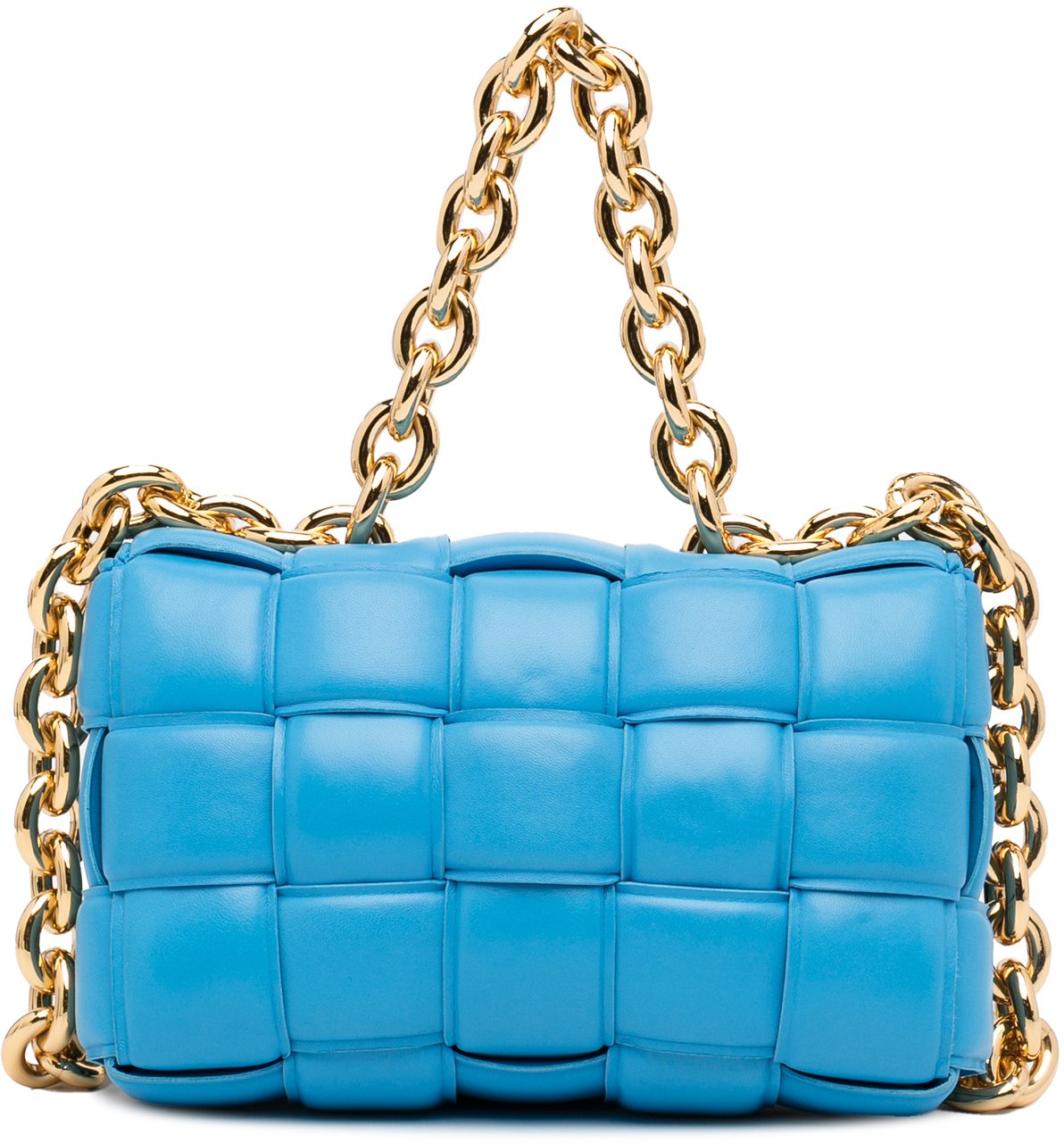Bottega Veneta Nappa Intrecciato Padded Chain Cassette Satchel Blauw