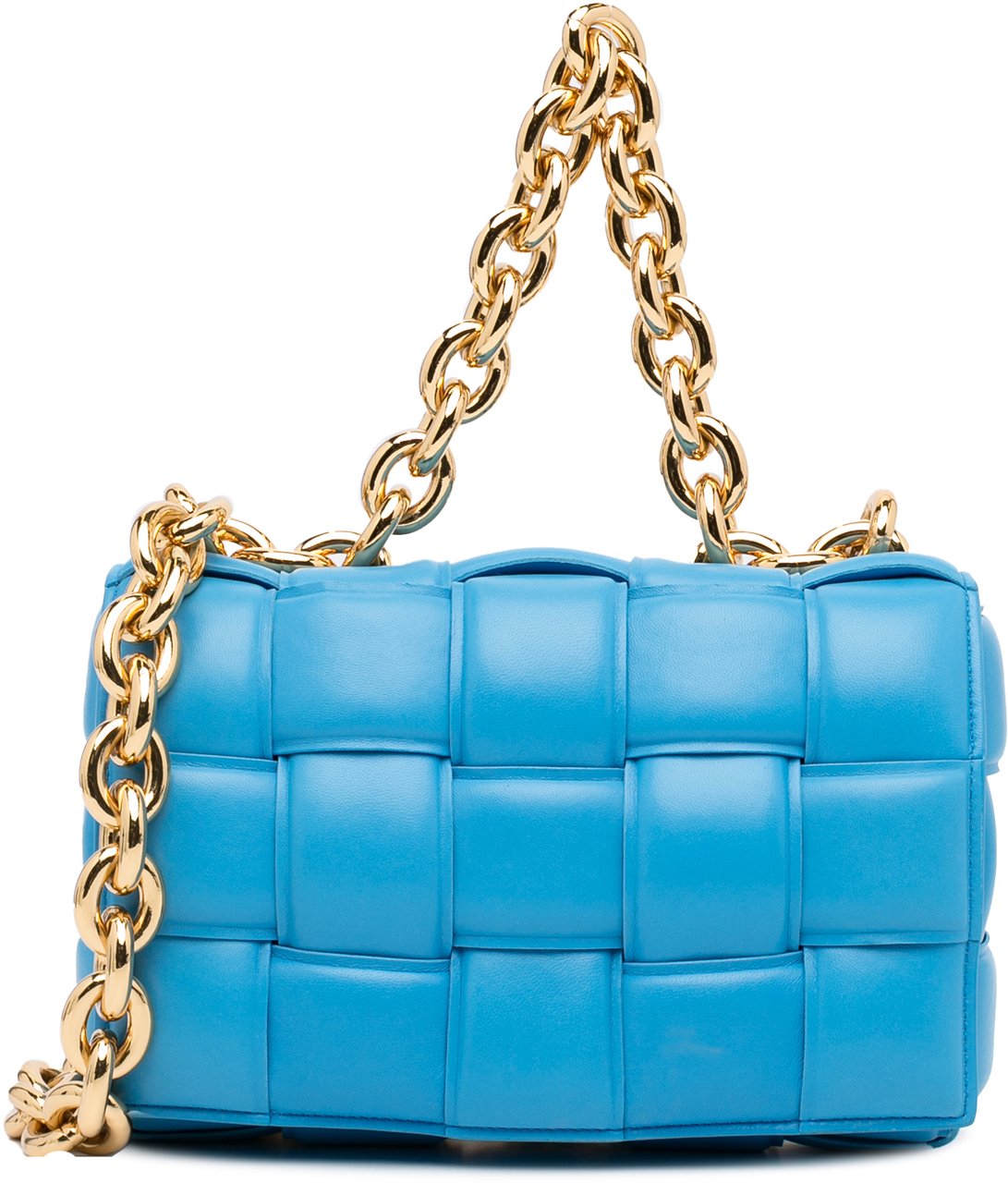 Bottega Veneta Nappa Intrecciato Padded Chain Cassette Satchel Blauw