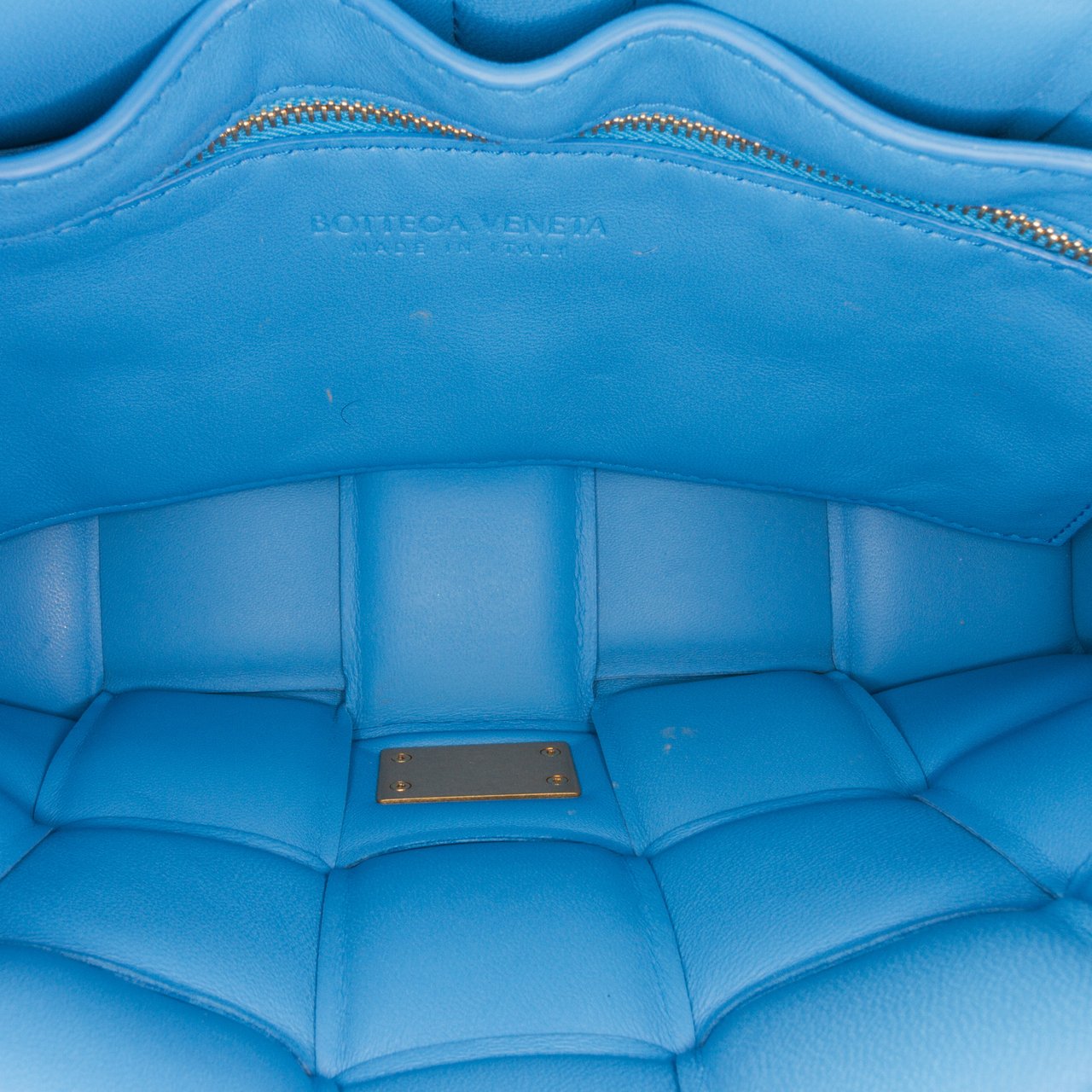 Bottega Veneta Nappa Intrecciato Padded Chain Cassette Satchel Blauw