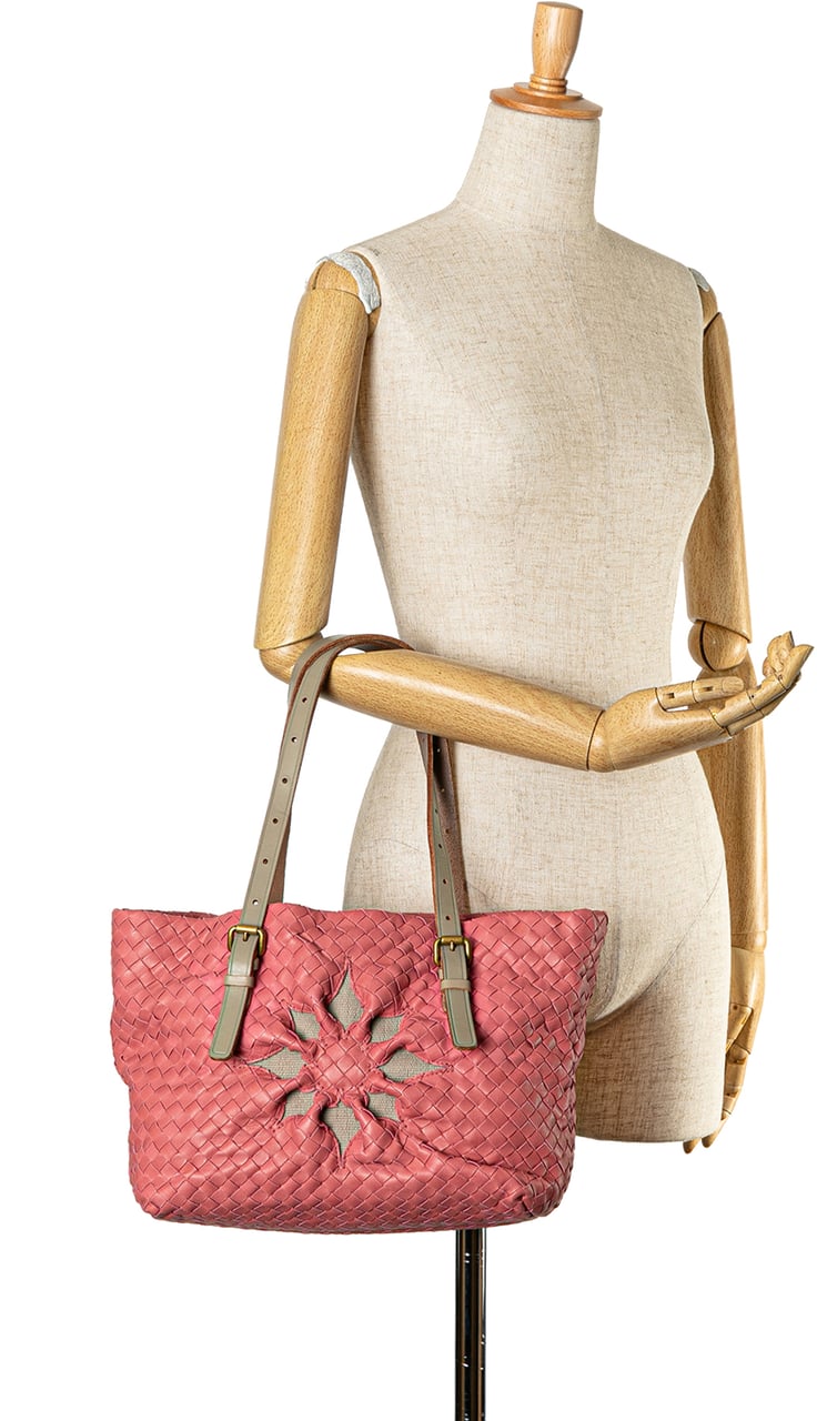 Bottega Veneta Intrecciato Marquise Flower Tote Roze