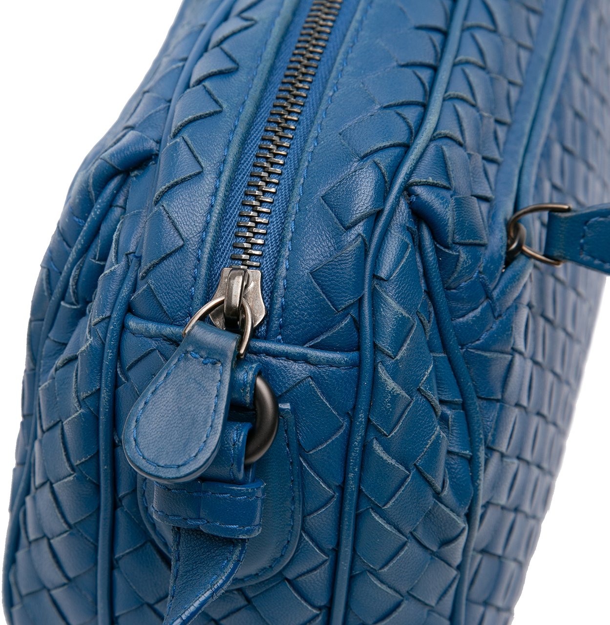 Bottega Veneta Nappa Intrecciato Crossbody Blauw