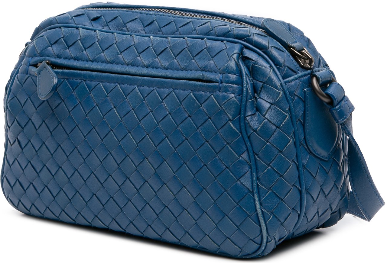 Bottega Veneta Nappa Intrecciato Crossbody Blauw