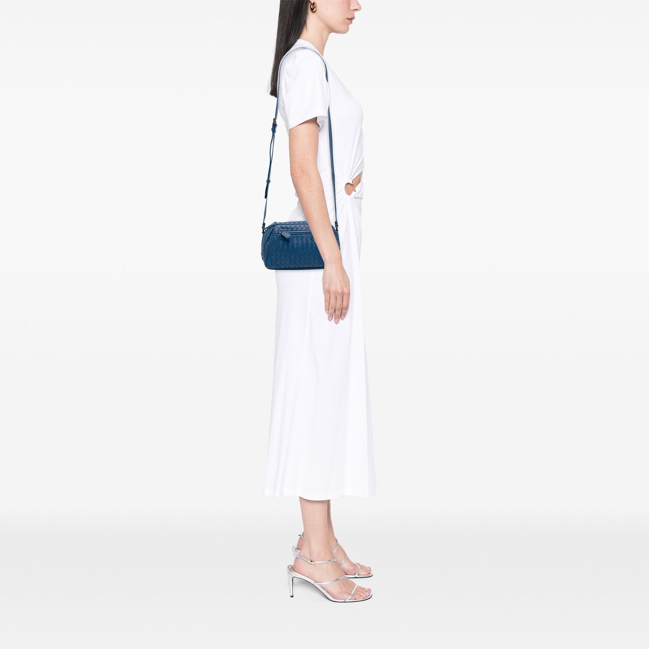 Bottega Veneta Nappa Intrecciato Crossbody Blauw