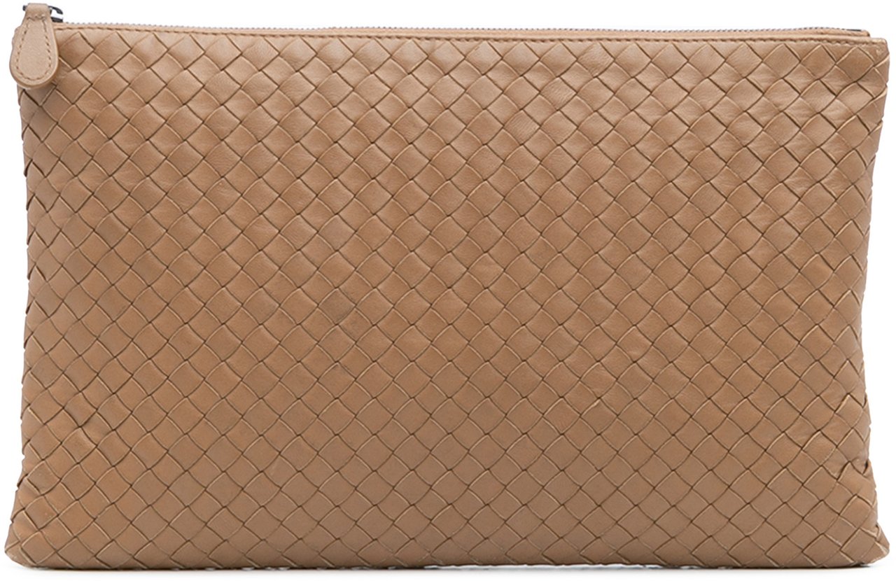 Bottega Veneta Nappa Intrecciato Clutch Bruin