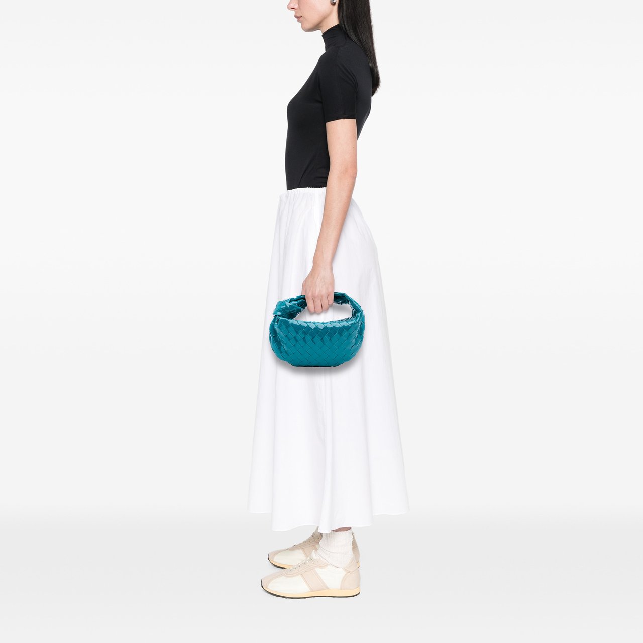 Bottega Veneta Mini Patent Intrecciato Jodie Blauw
