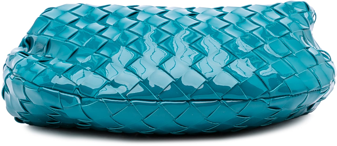 Bottega Veneta Mini Patent Intrecciato Jodie Blauw